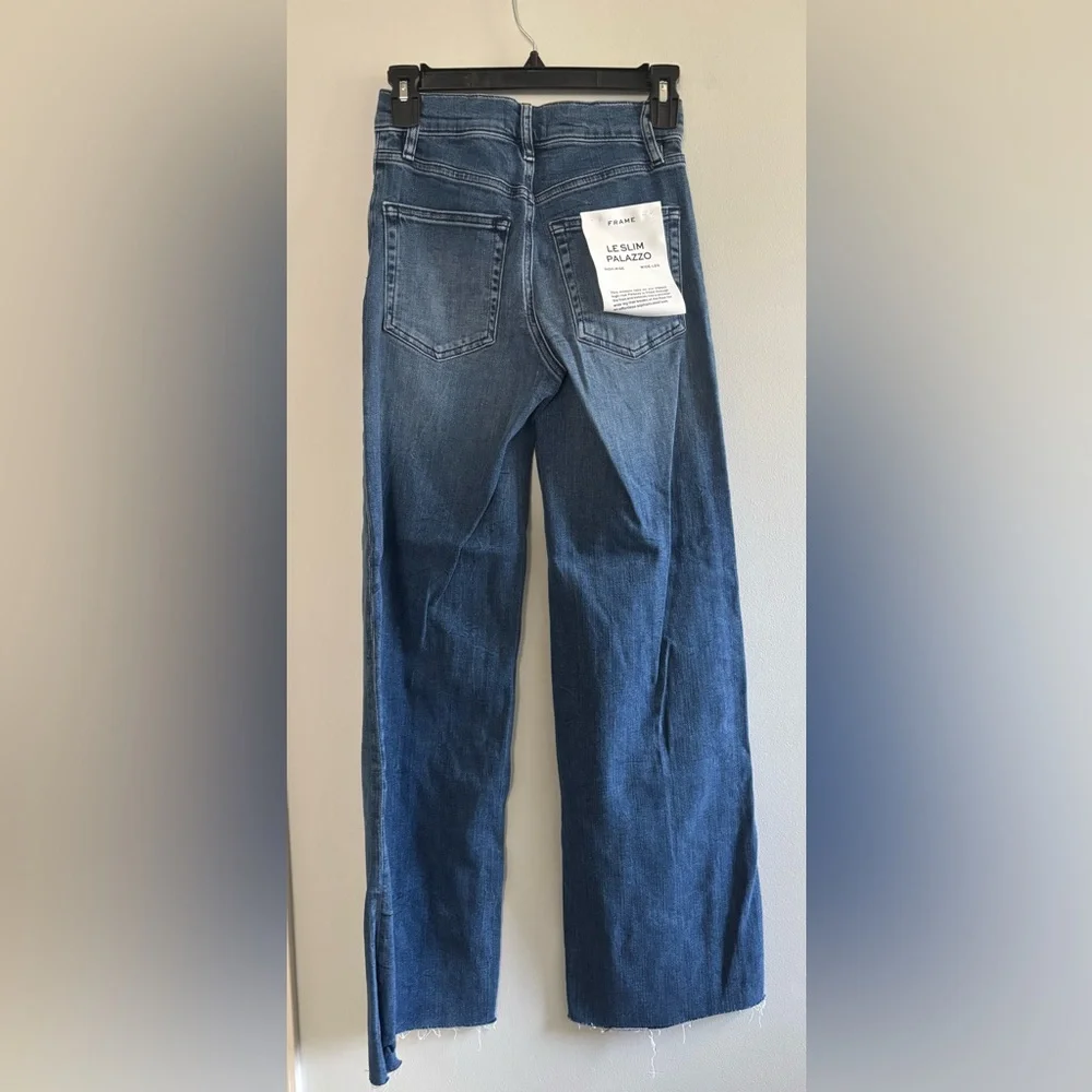 New with tags Frame Le Palazzo wide leg high rise raw hem in color Crossing - Picture 7 of 8